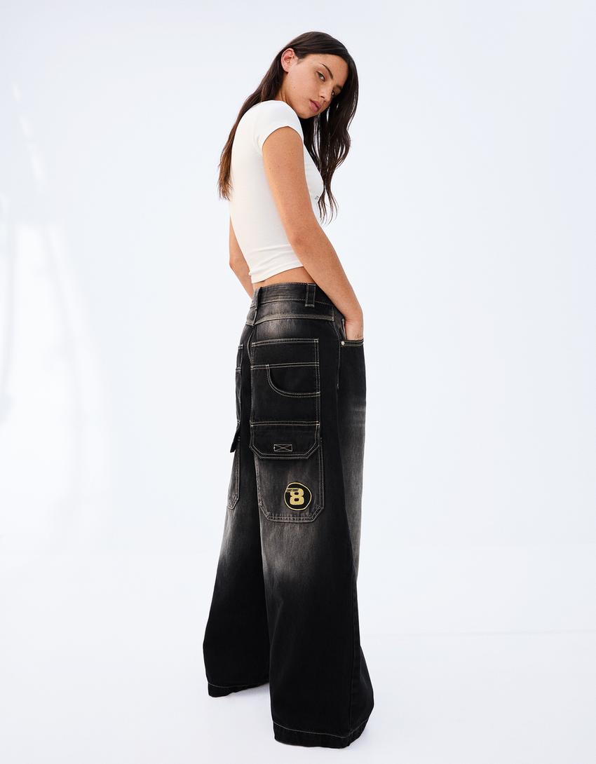 Mega baggy jeans-Svart