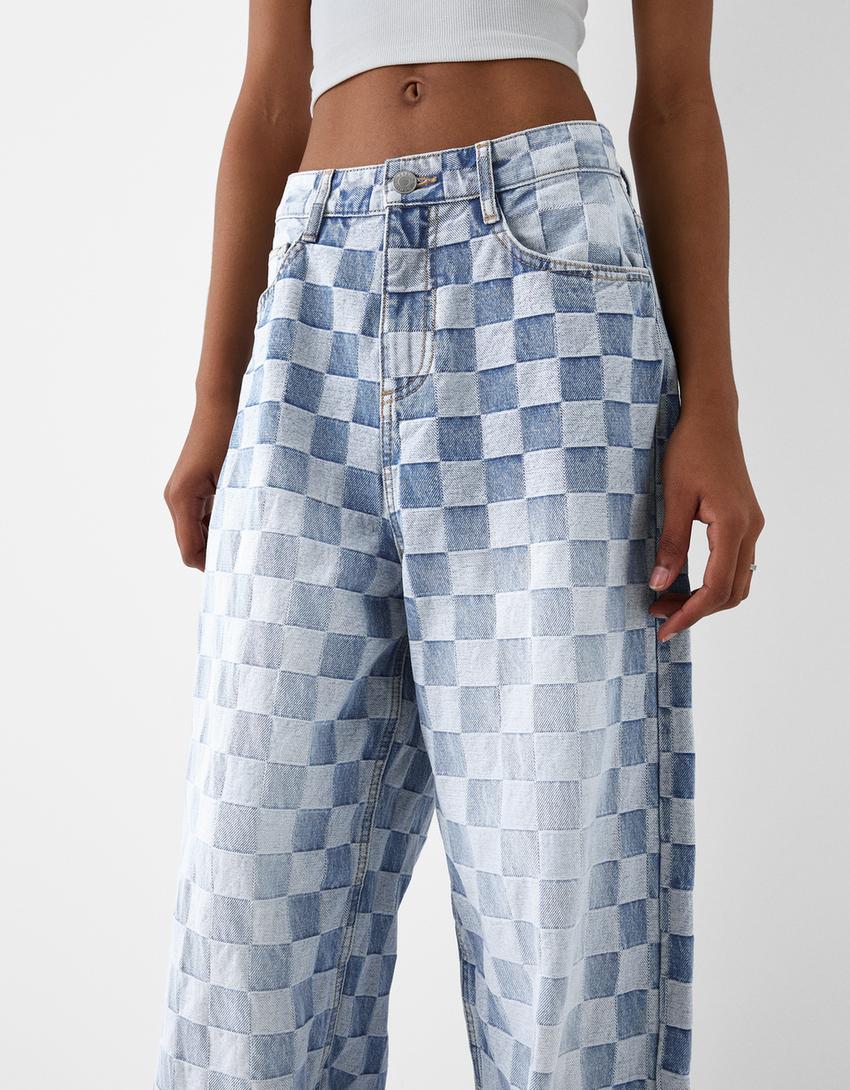 Jean super baggy jacquard-Bleu lavé-2