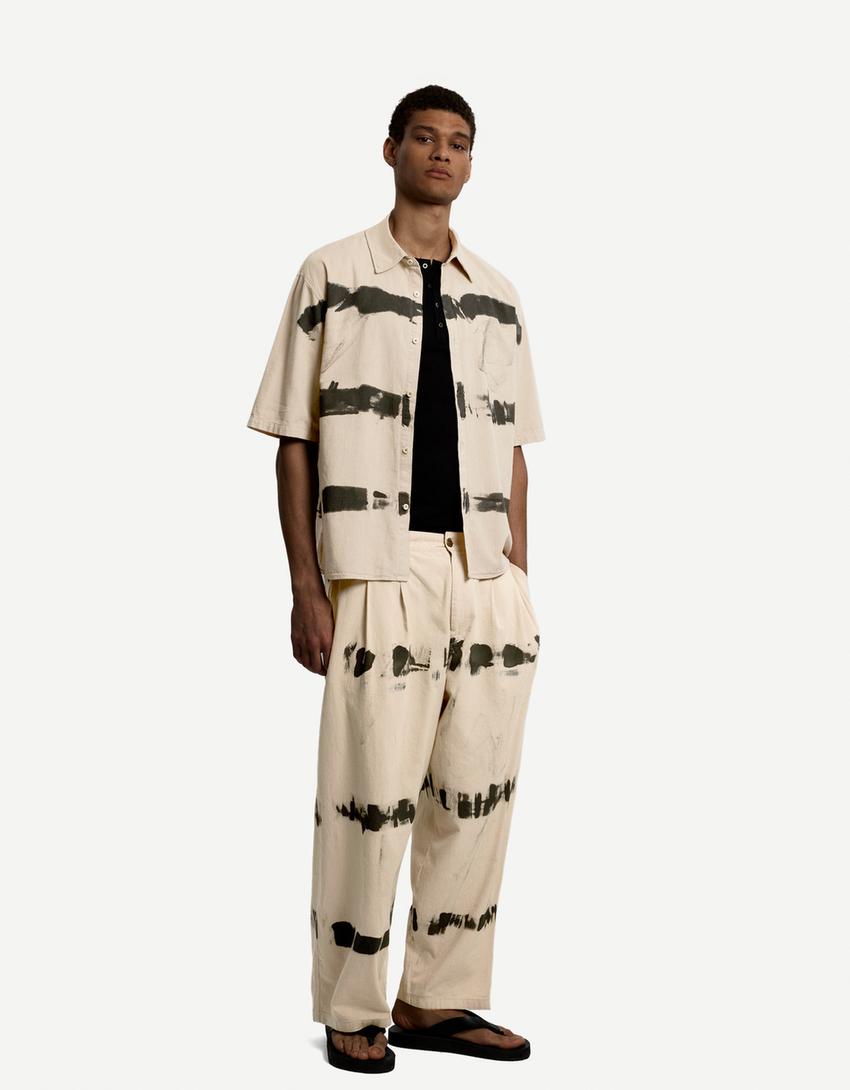 Pantalón super baggy tie dye-Beige-0