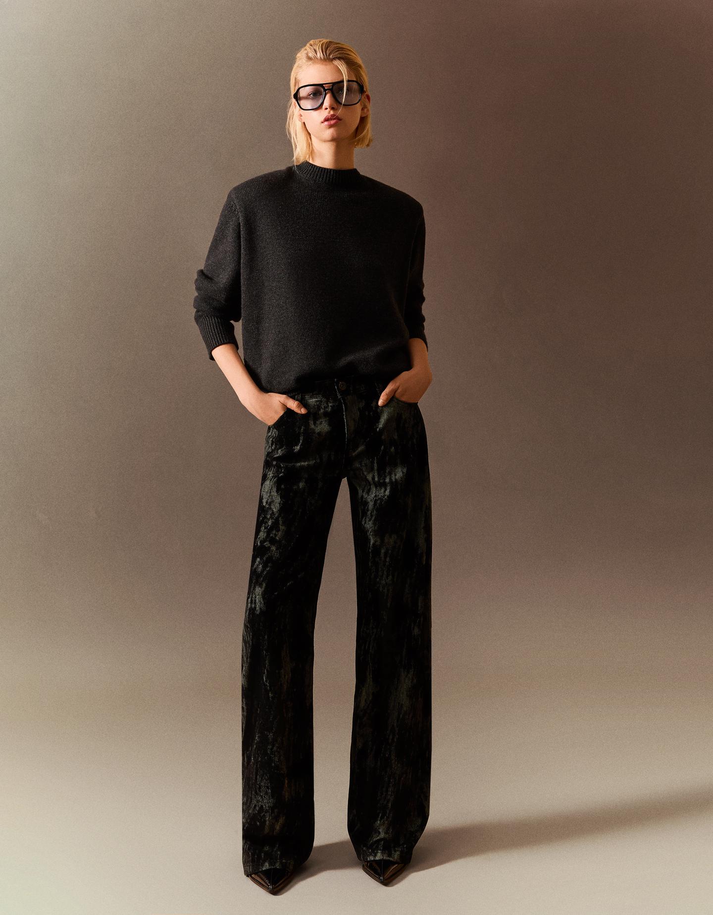 Bershka spodnie o kroju baggy zielony