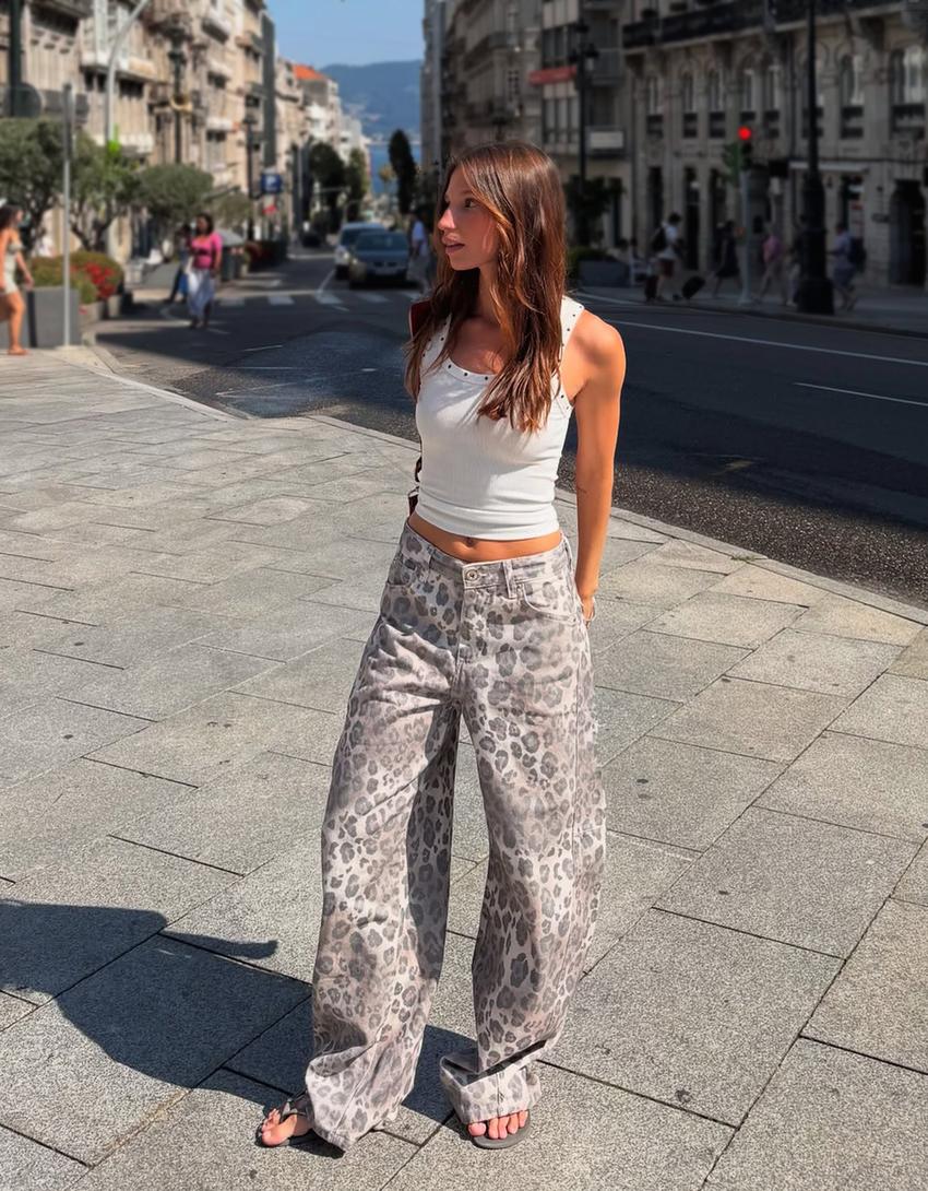 Barrel-Hose mit Animalprint-Kombiniert
