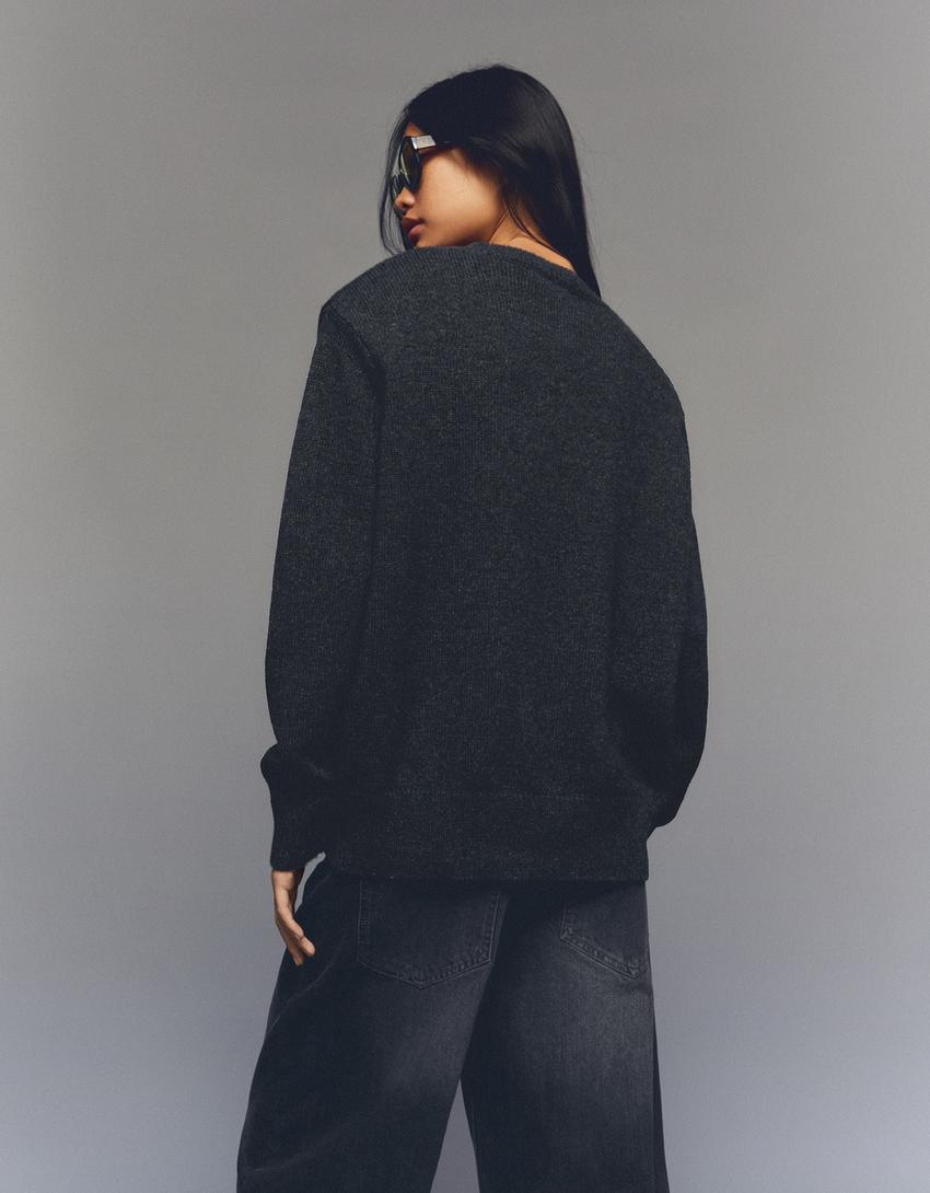 Pull à épaulettes-Gris foncé