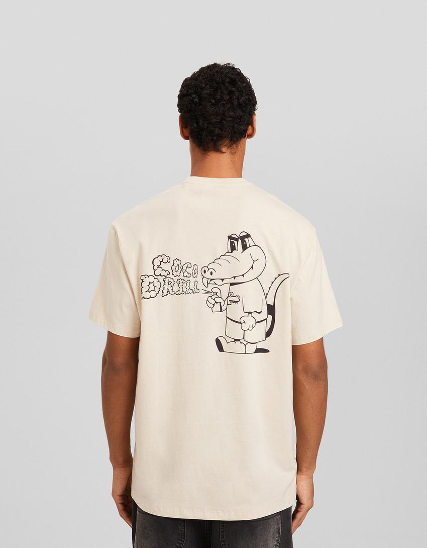 Short sleeve T-shirt with print-Camel-1