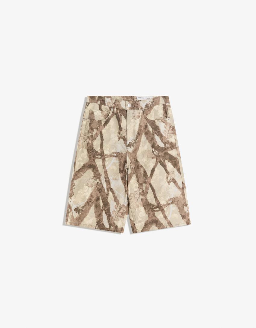 Bermuda baggy print-Verde