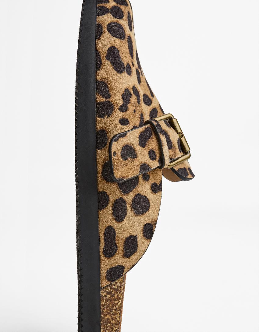 Tamanco fivela COURO animal print-Leopardo