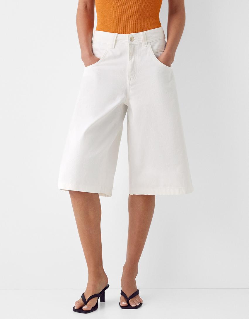 Jort bermuda baggy serge-Blanc cassé-1