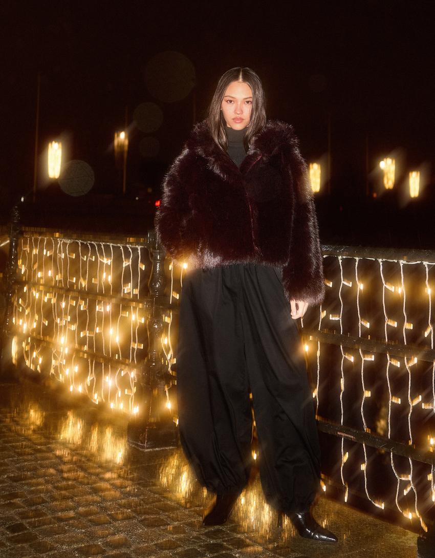 Faux fur hooded jacket