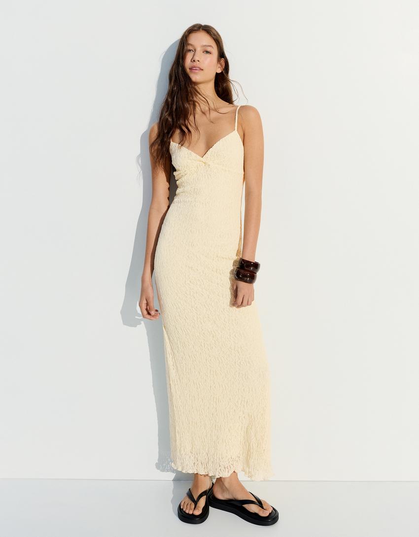 Strappy lace midi dress - Dresses and jumpsuits - Women | Bershka Strappy lace midi dress - Dresses and jumpsuits - Women | Bershka