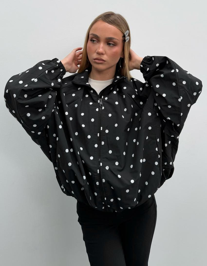 Oversize polka dot jacket-Black