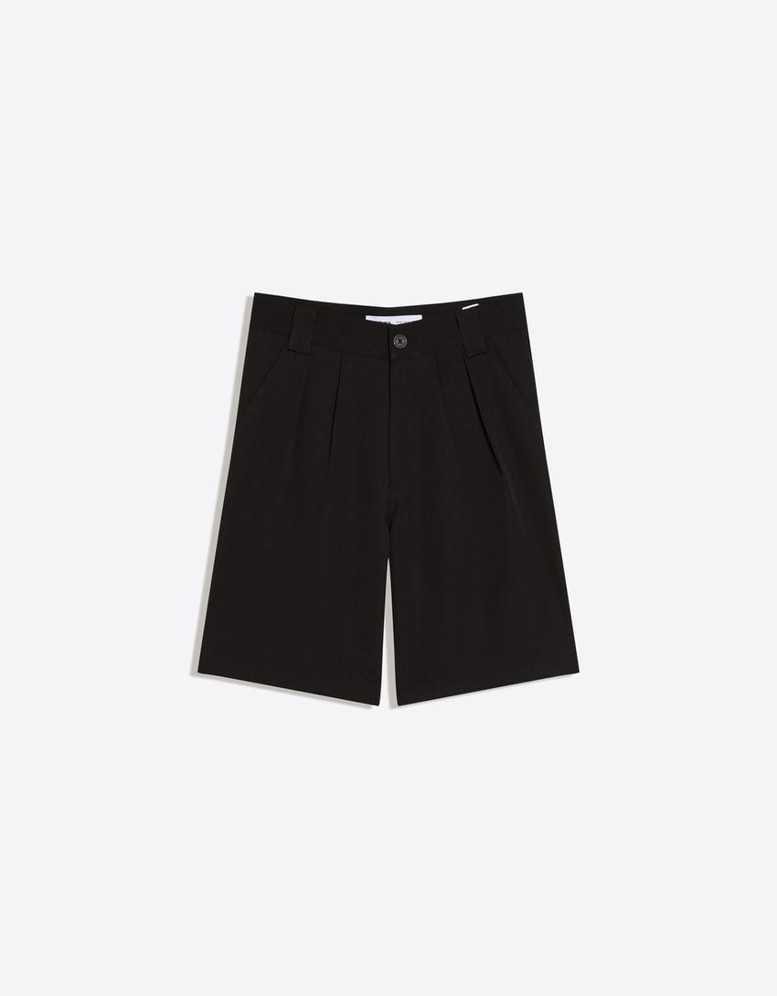 Boxy fit tailored bermuda-Siyah