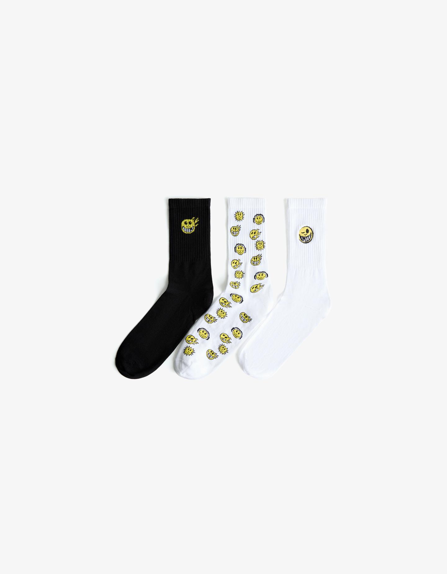 Bershka Pack 3 Calcetines Print Hombre M Blanco