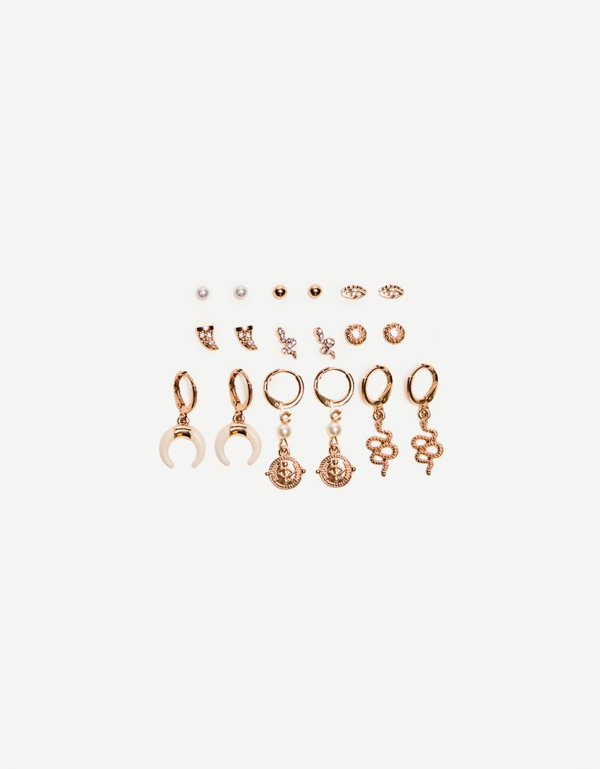 Pack 9 boucles d’oreilles-Or-2