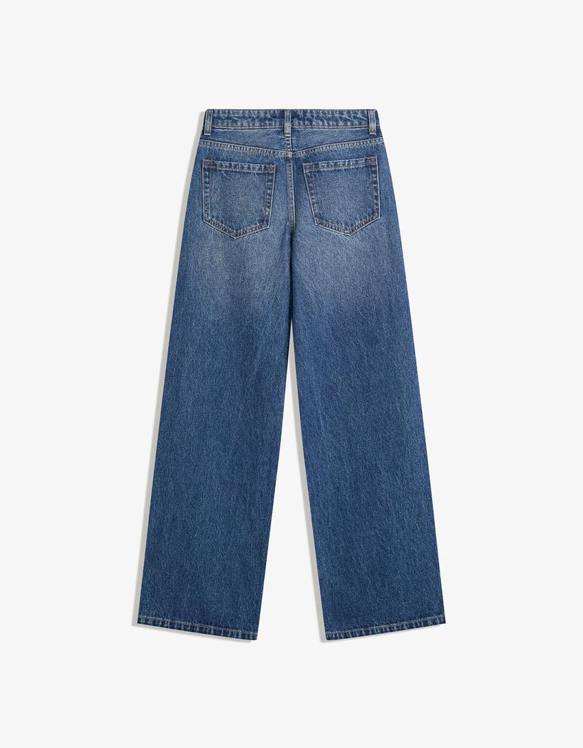 Jeans straight fit com brilho-Azul-5