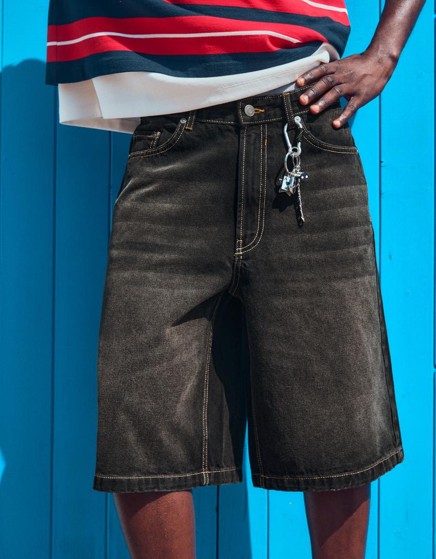 Bermuda denim baggy-Negro