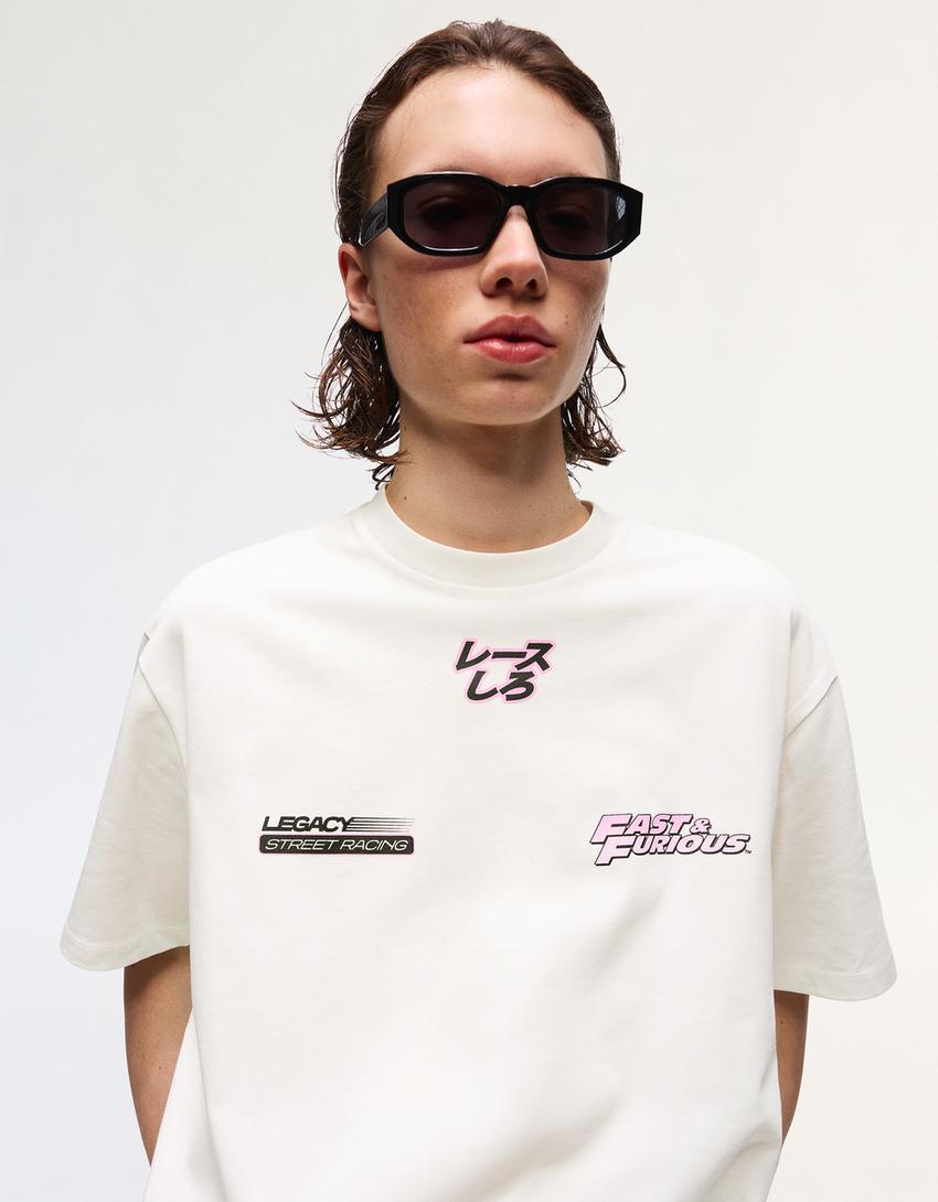 T-shirt relaxed fit Fast & Furious-Blanc