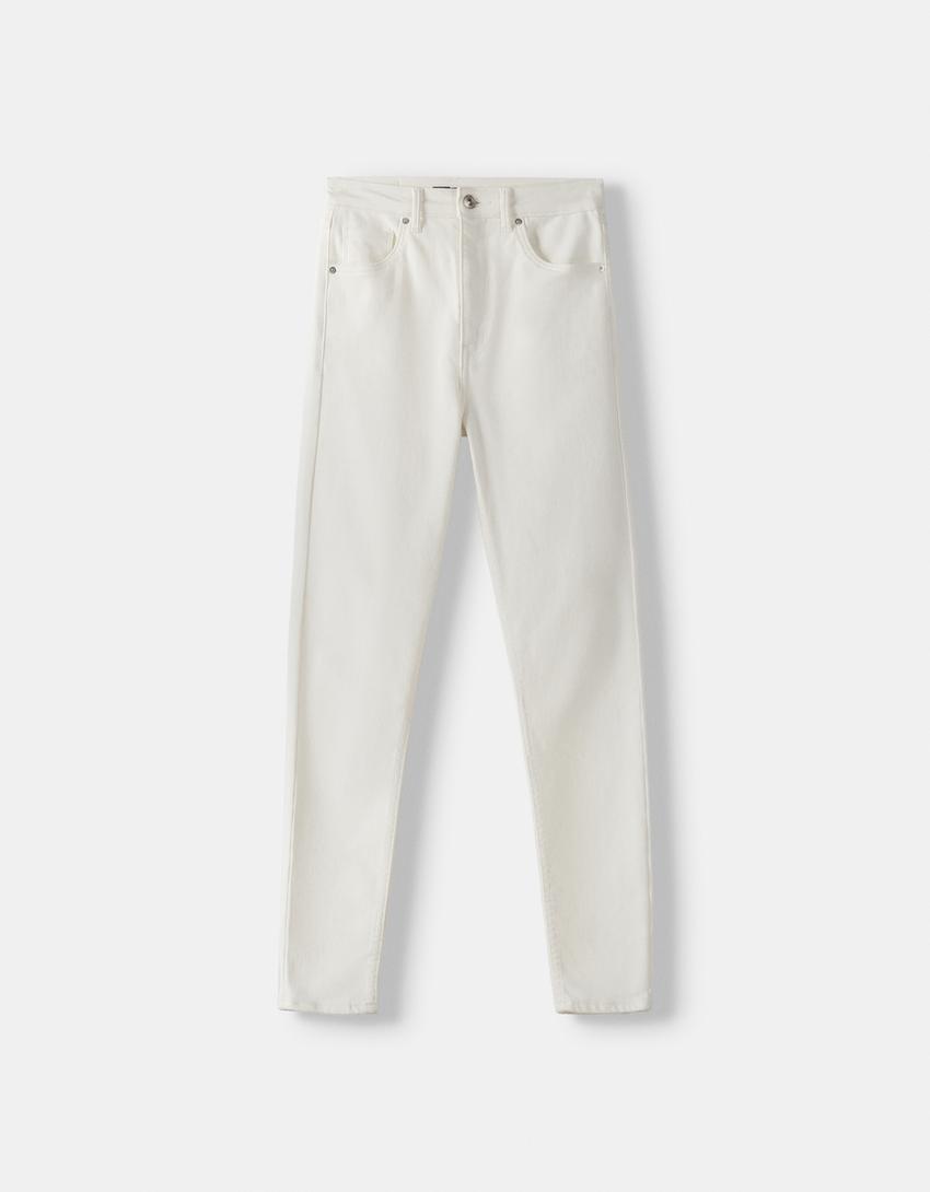 بنطال جينز سكيني بخصر عالٍ جداً-أبيض-4