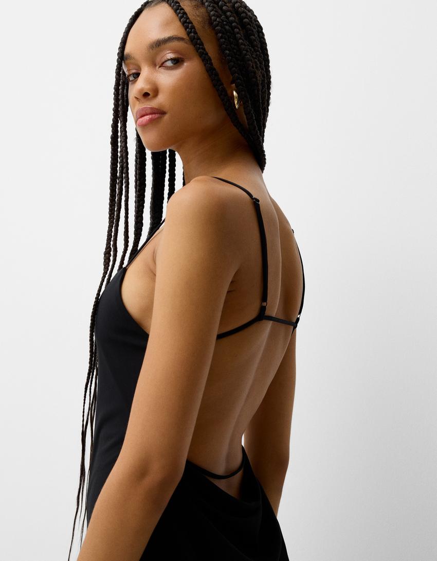 فستان متوسط الطول بحمالات-أسود-6