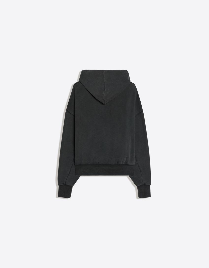 Sudadera capucha efecto lavado-Gris