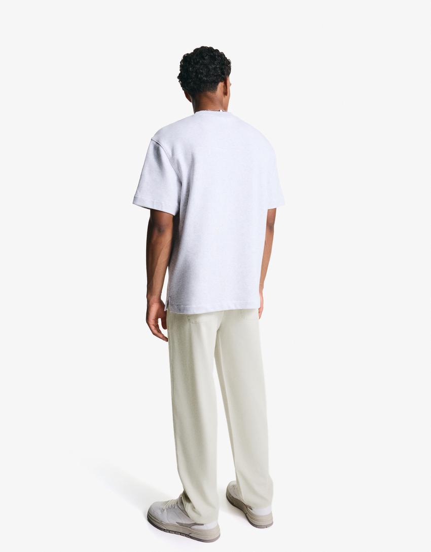 Recht model nette joggingbroek-Ecru-1