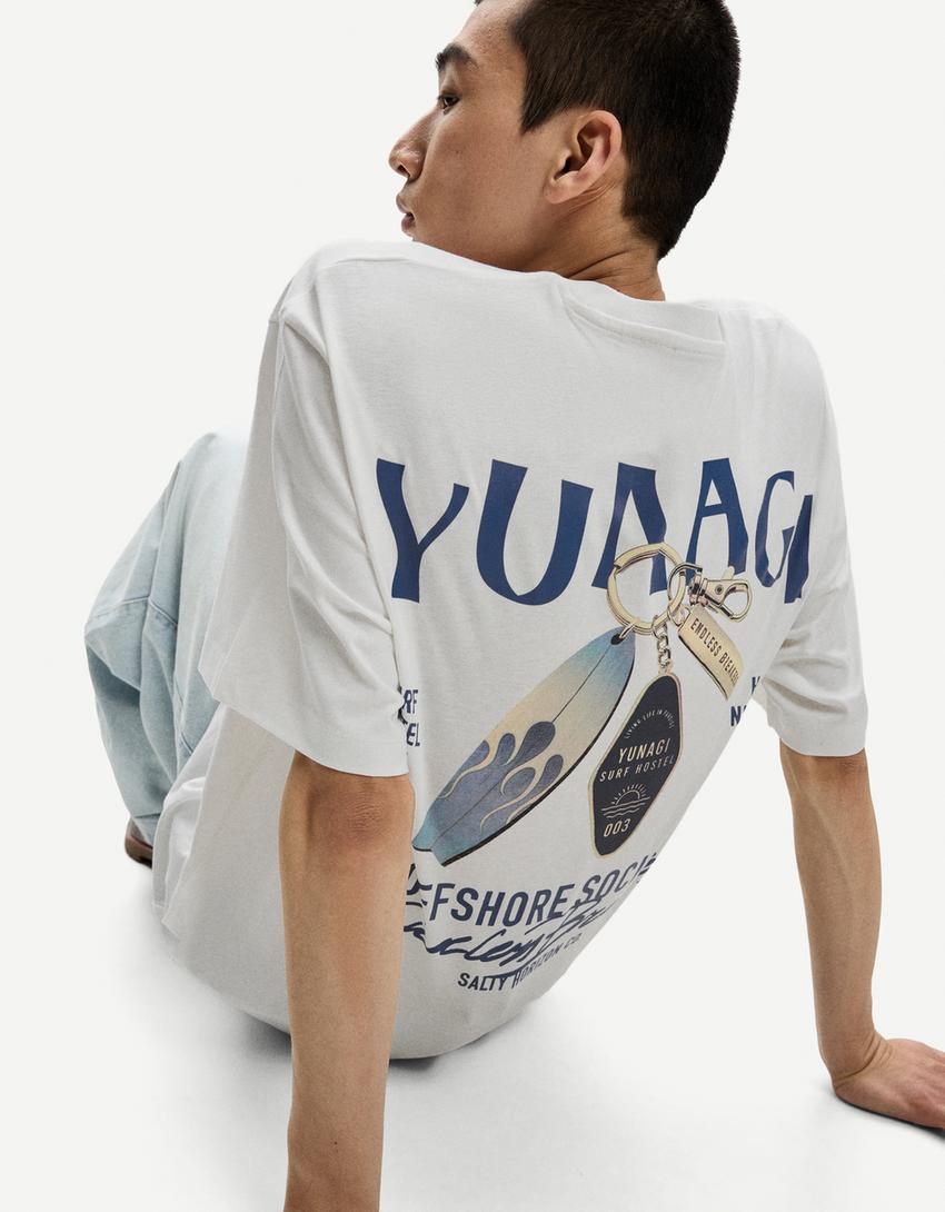 Short sleeve T-shirt with print-Off white-2