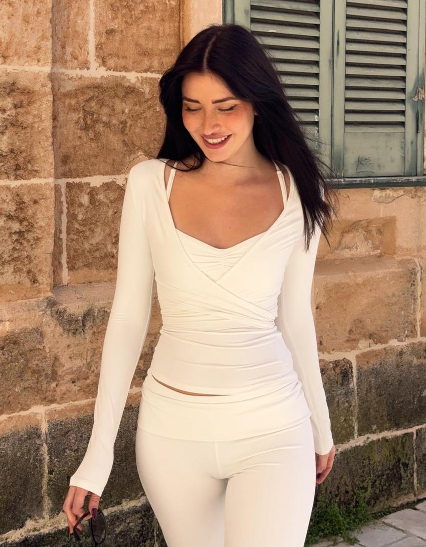 Technical flared trousers with turn-up waist-Oats