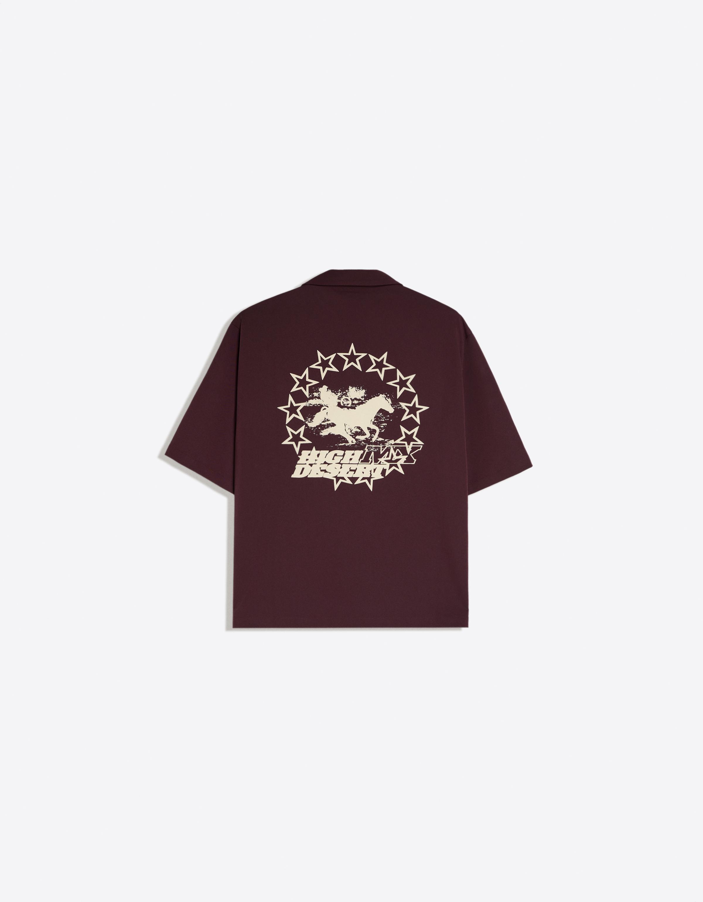 Short sleeve boxy print shirt — Maroon
