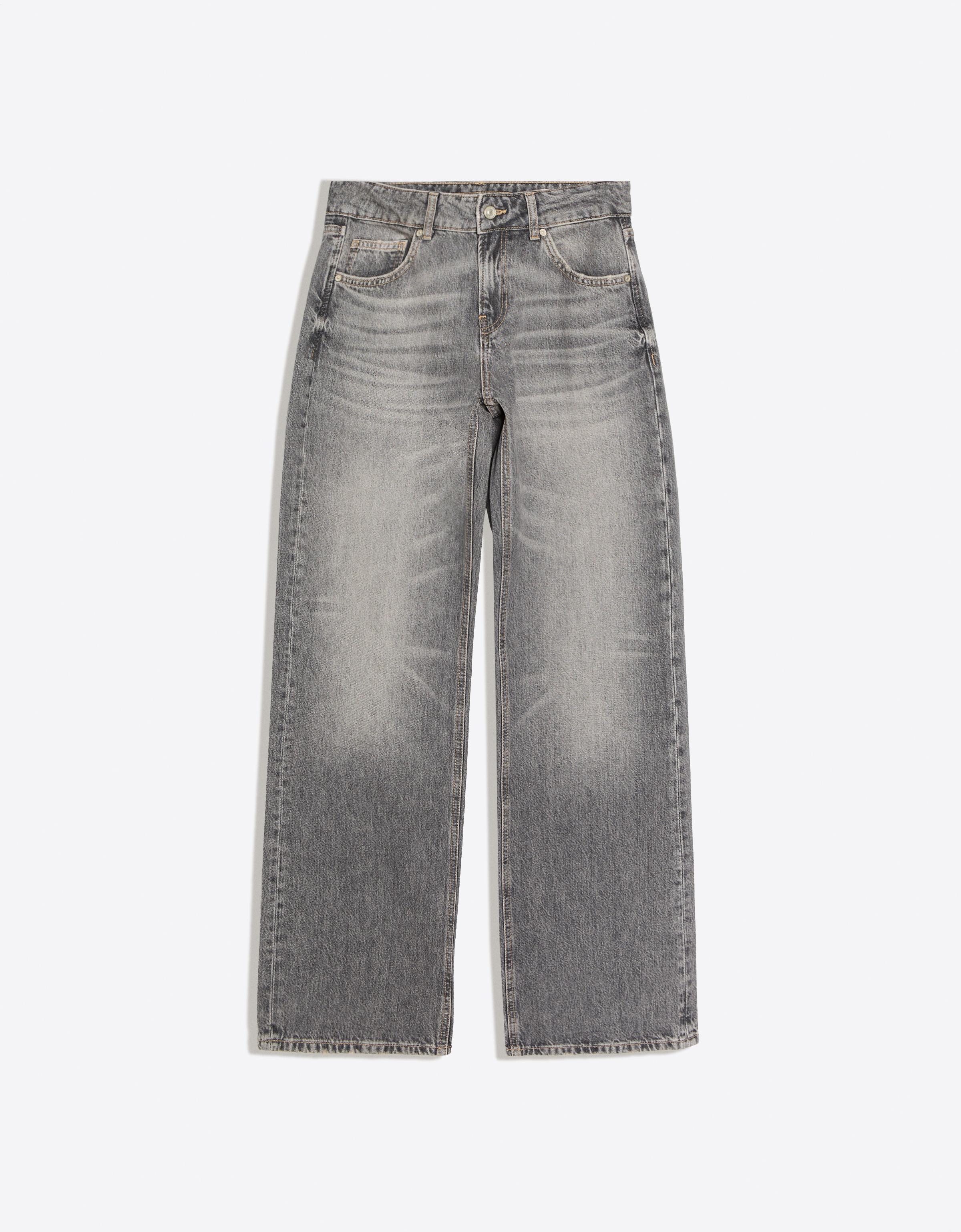 Mid-waist straight jeans — Black