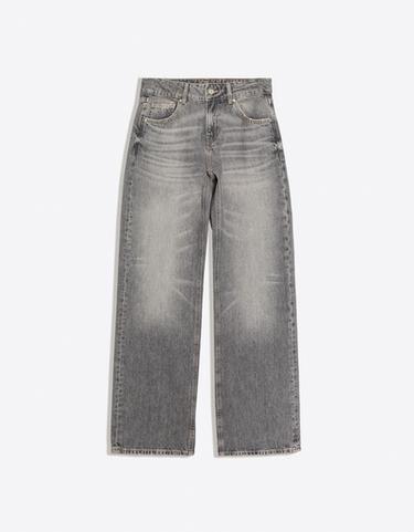 Mid-waist straight-leg turn-up jeans — Black 5