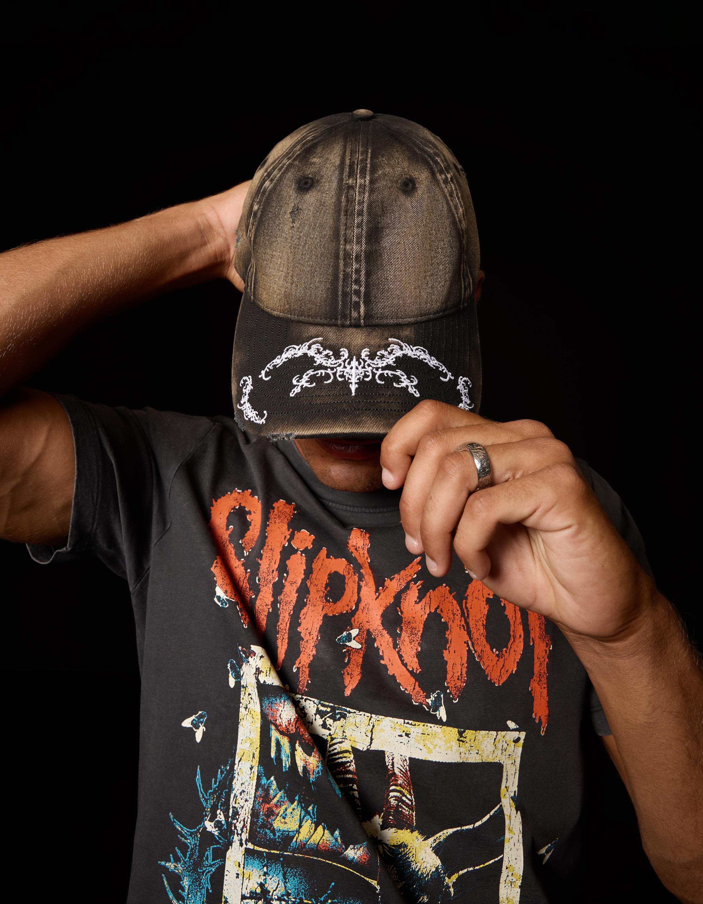 Gorra Lavada Print Hombre Negro