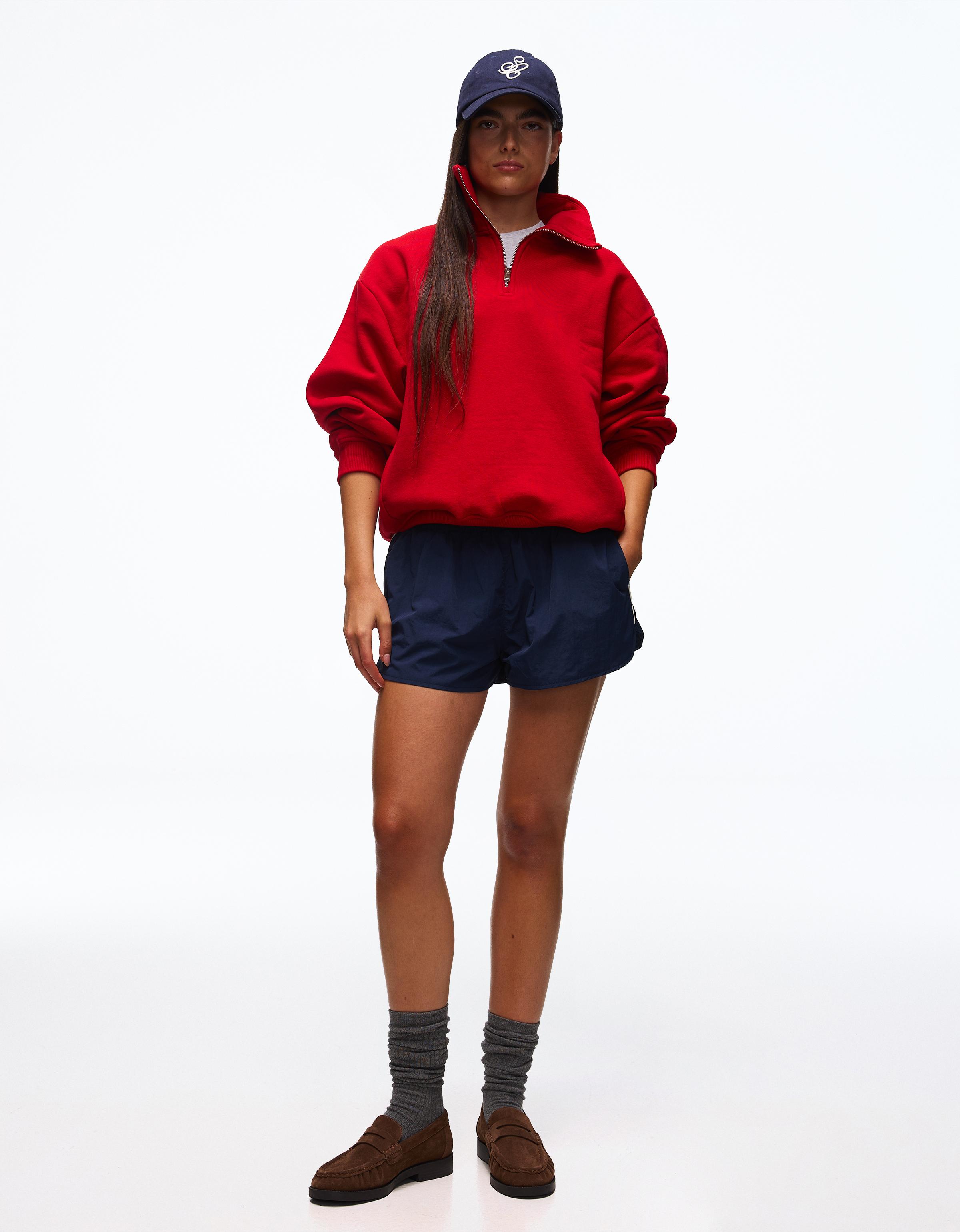 Technical shorts with side piping — Navy
