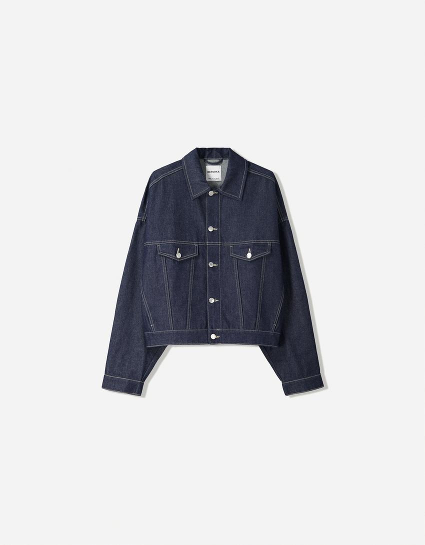 Denim trucker jacket-Navy-4