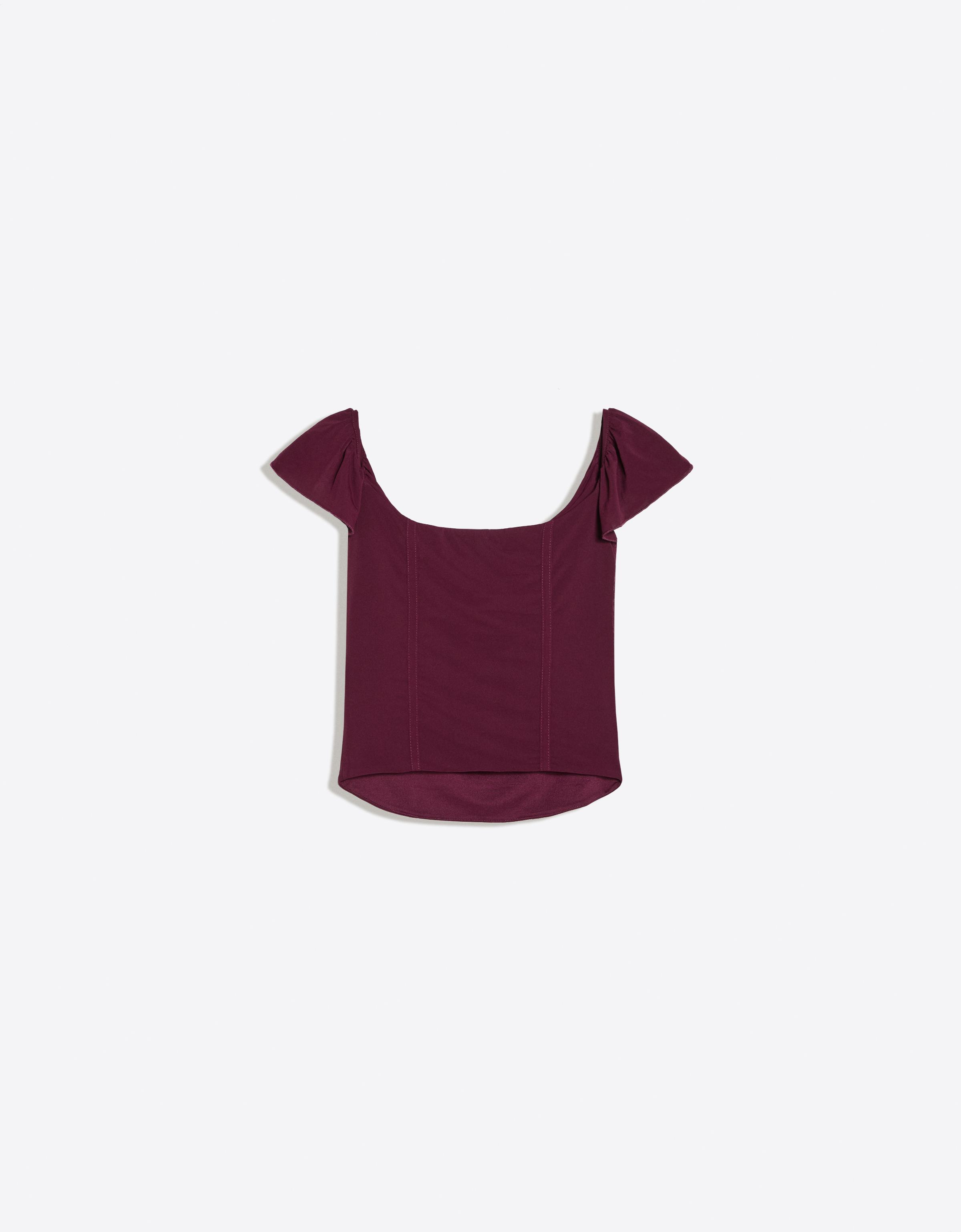 Bardot corset frill top — Burgundy
