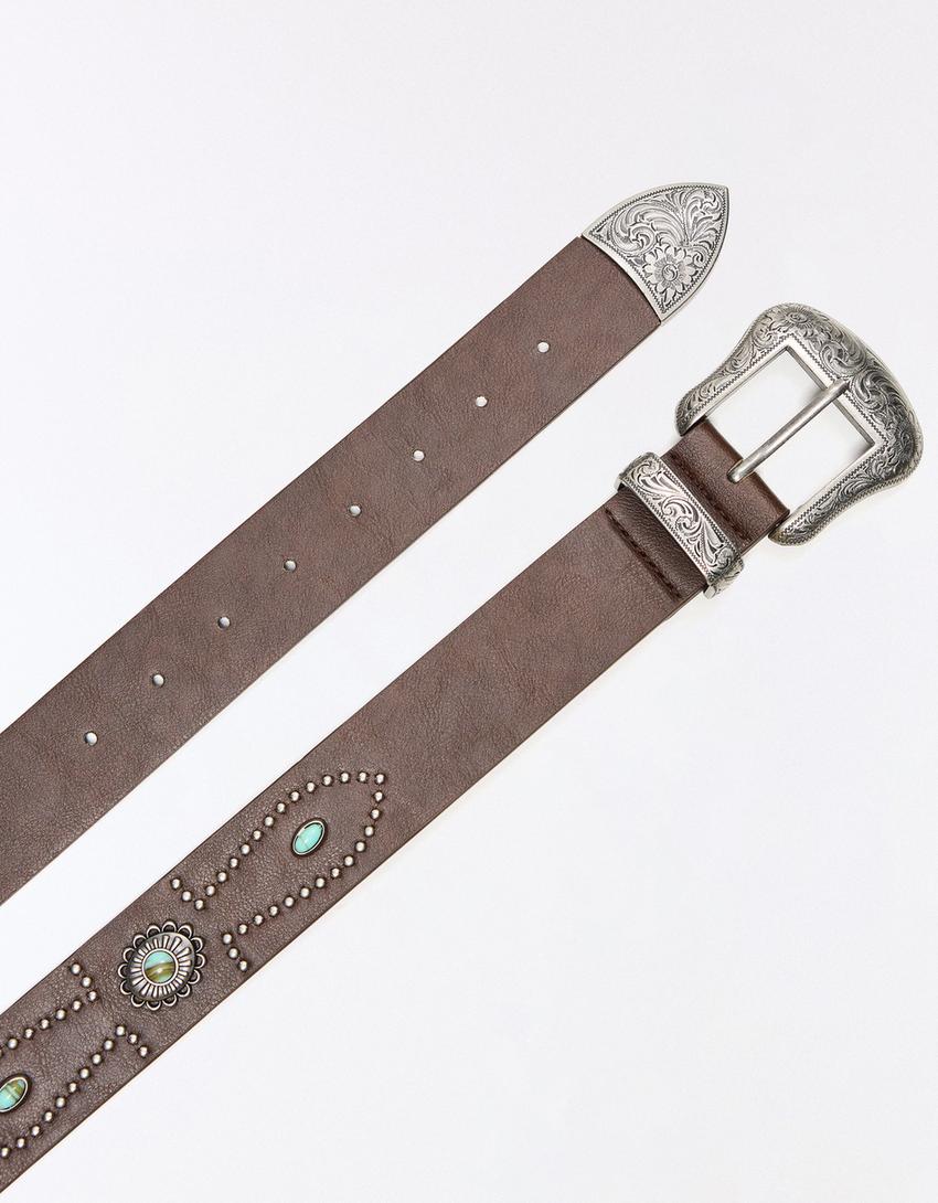 Rhinestone belt-Brown