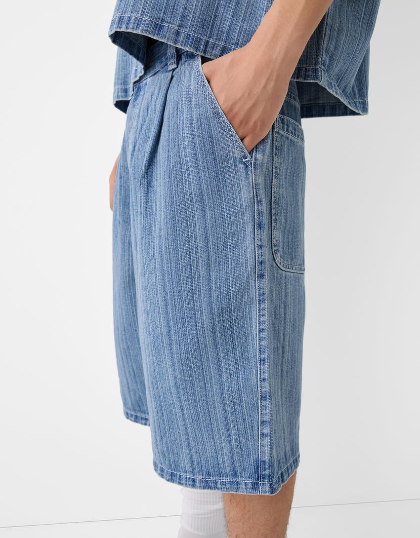 شورت برمودا تزلج من الدنيم-أزرق فاتح-5