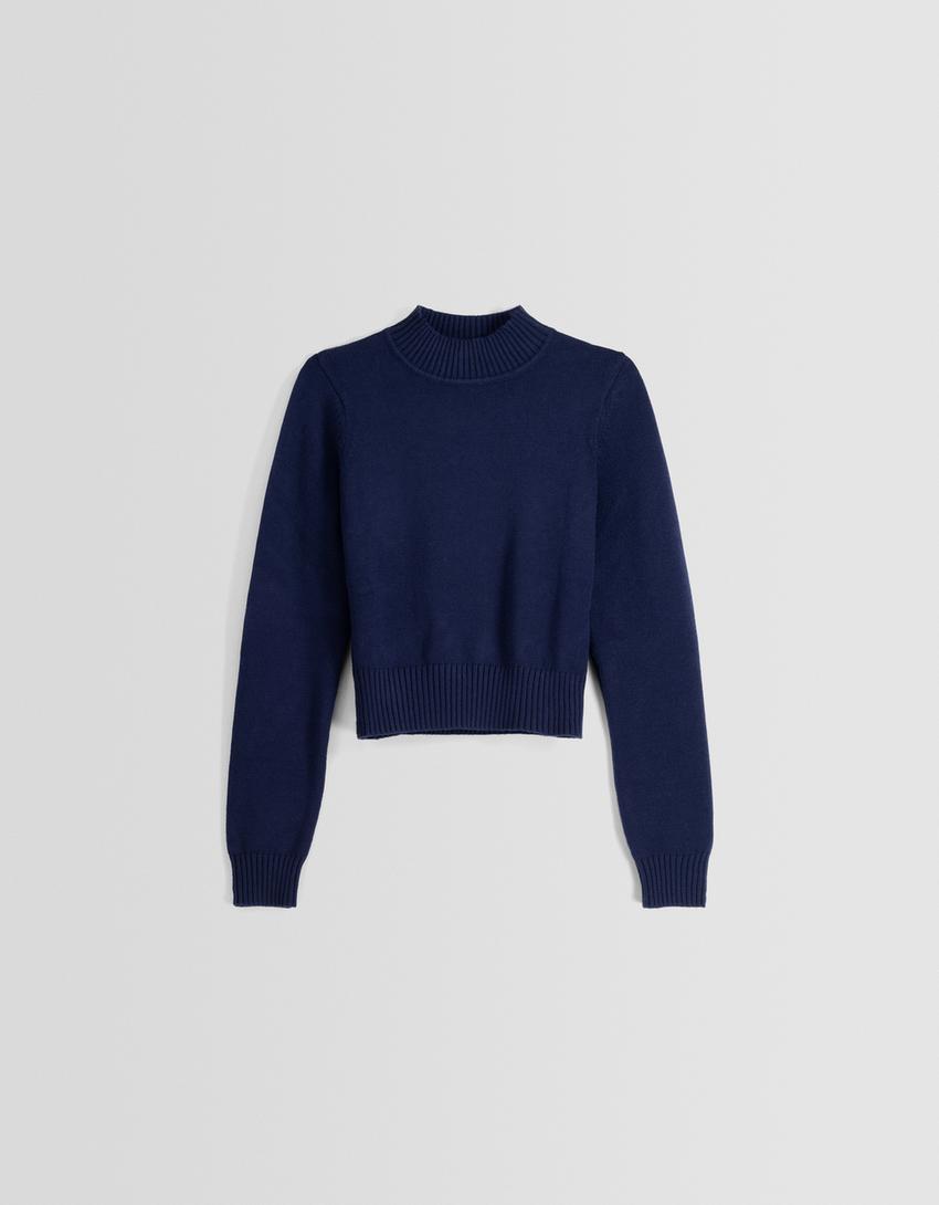 كنزة بياقة طويلة-أزرق-4