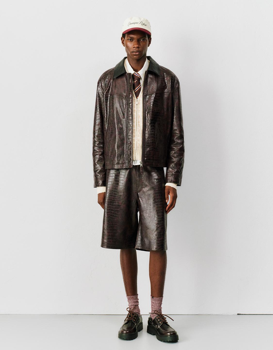 Leather effect jorts