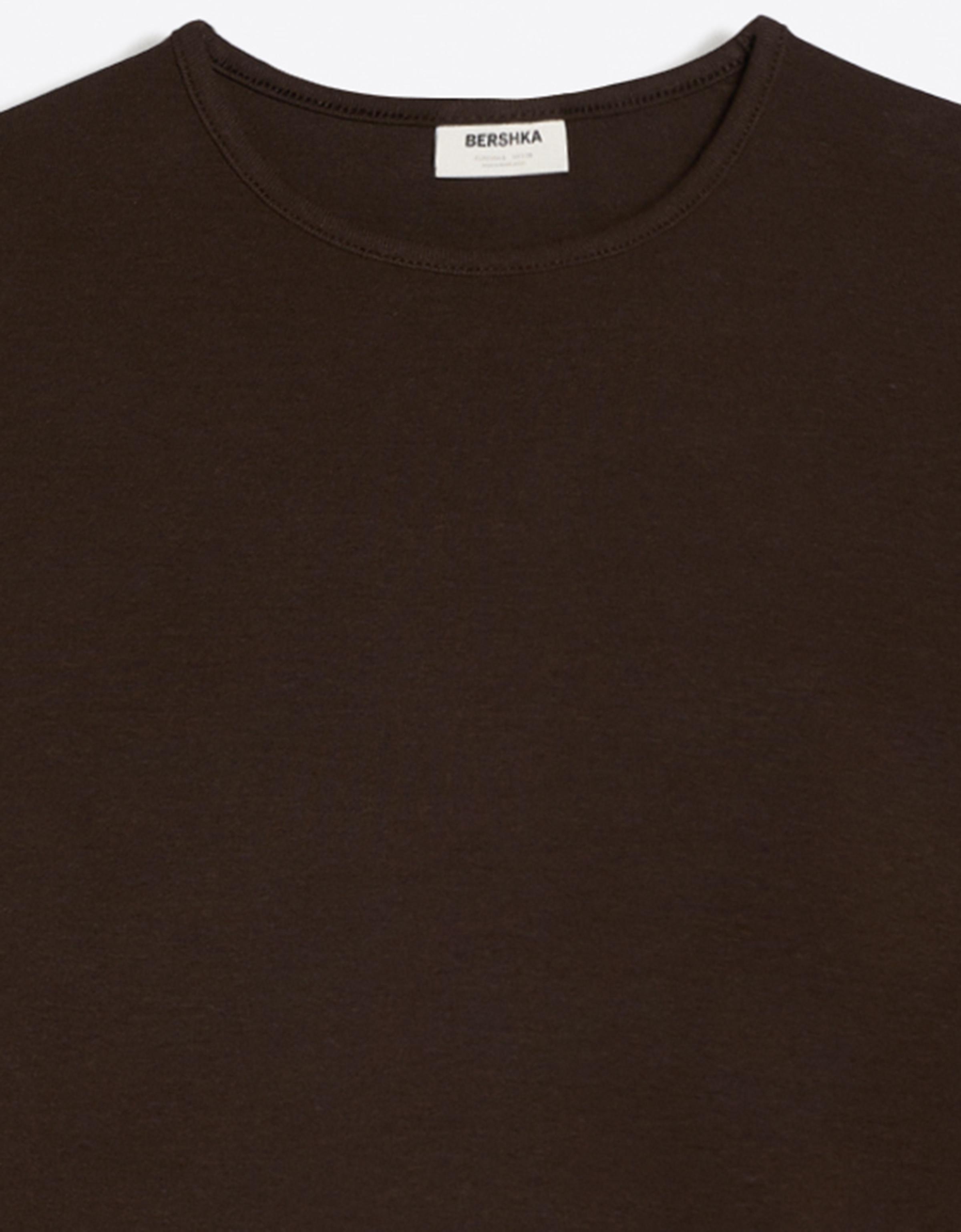 Round neck long-sleeve T-shirt — Brown