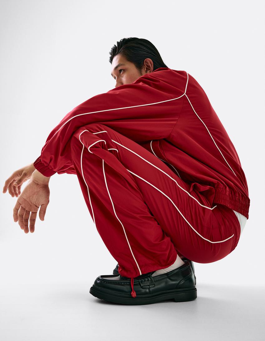 Pantaloni tecnici baggy fit sport-Rosso-3