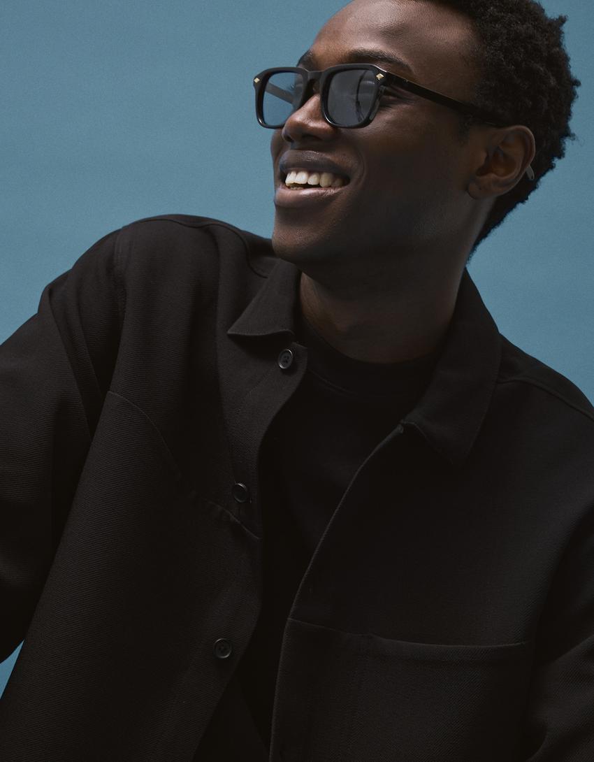 قميص محبوك بأكمام طويلة-أسود