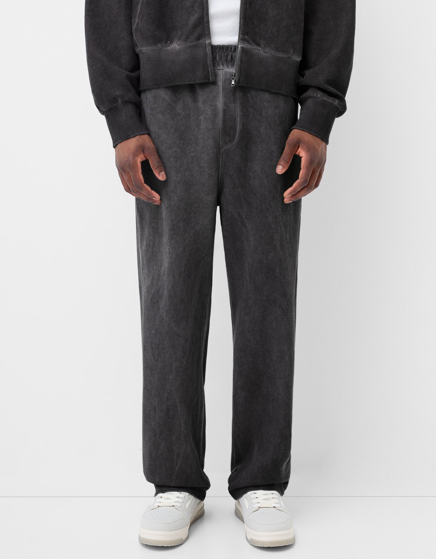 Bershka Pantaloni Interlock Slavati Uomo Xl Grigio