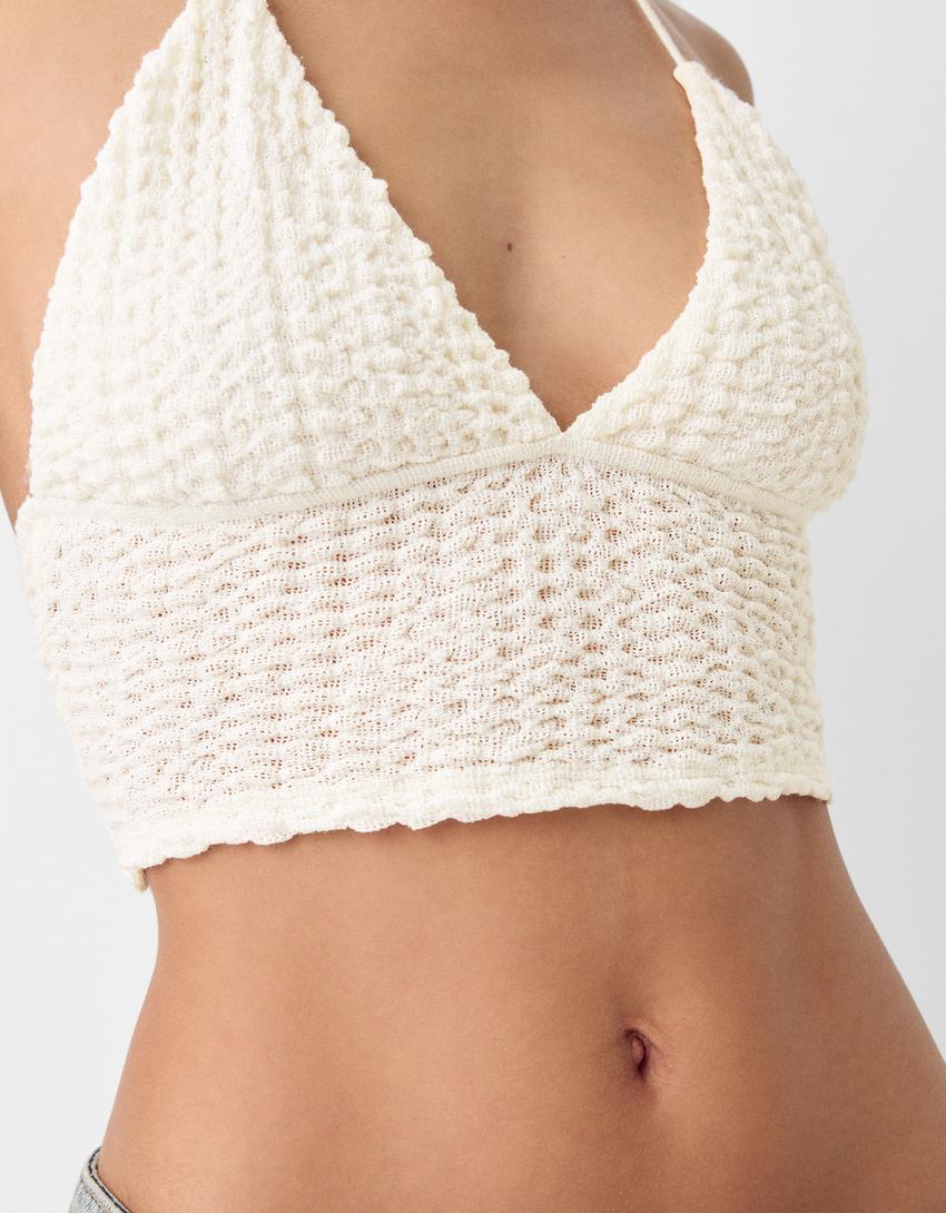 Rustic halterneck top-Off white-5