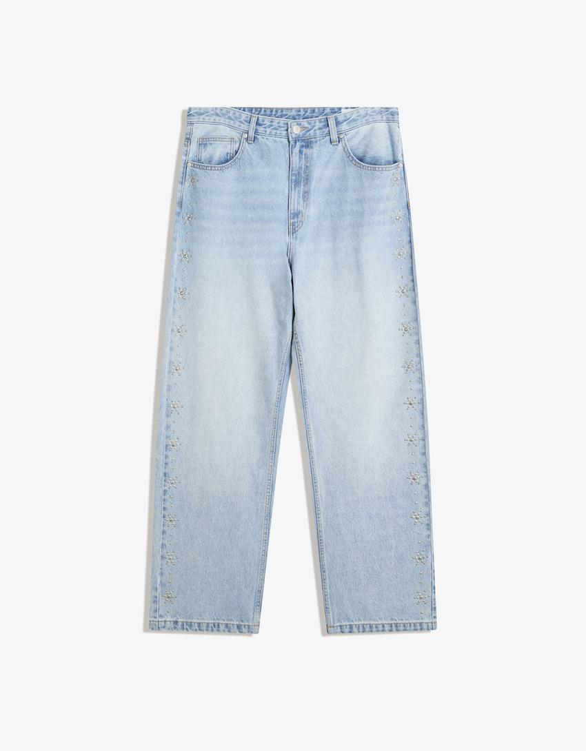 Studded baggy jeans-Light blue-0