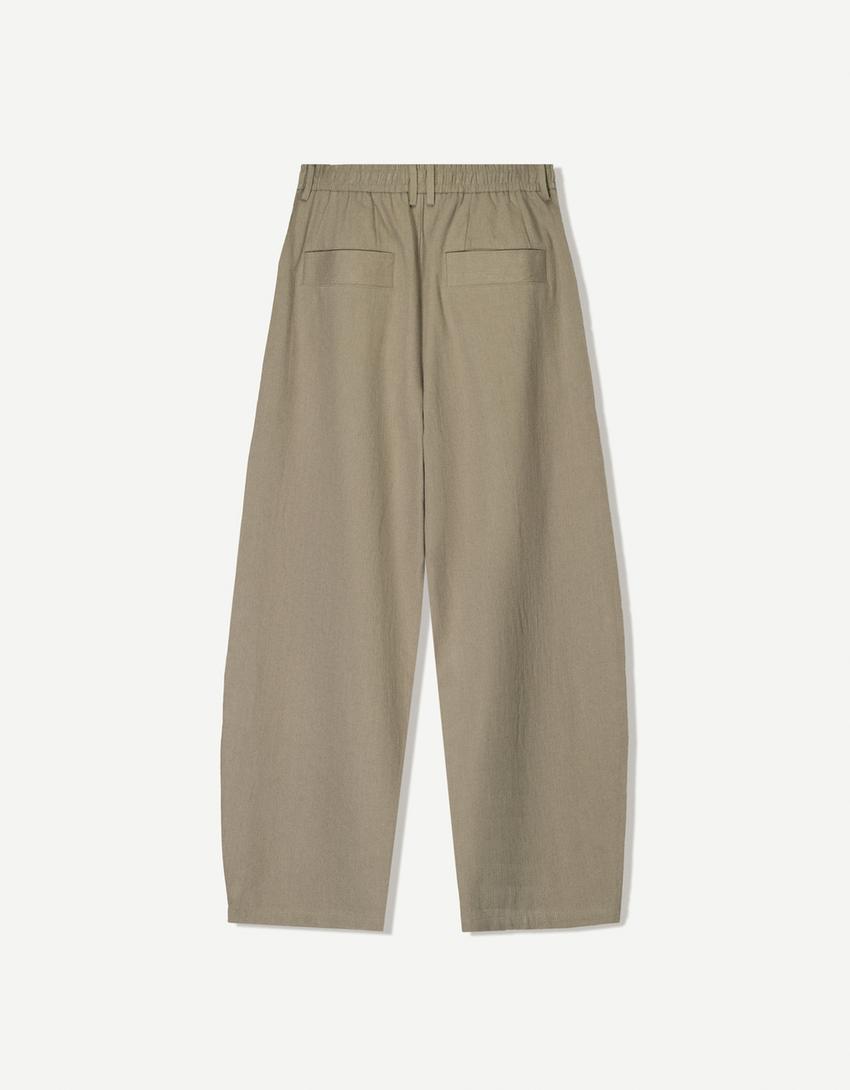 Linen blend tailored baggy pants