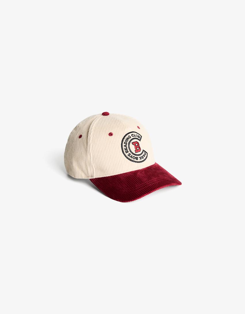 Embroidered Corduroy Cap-Cream