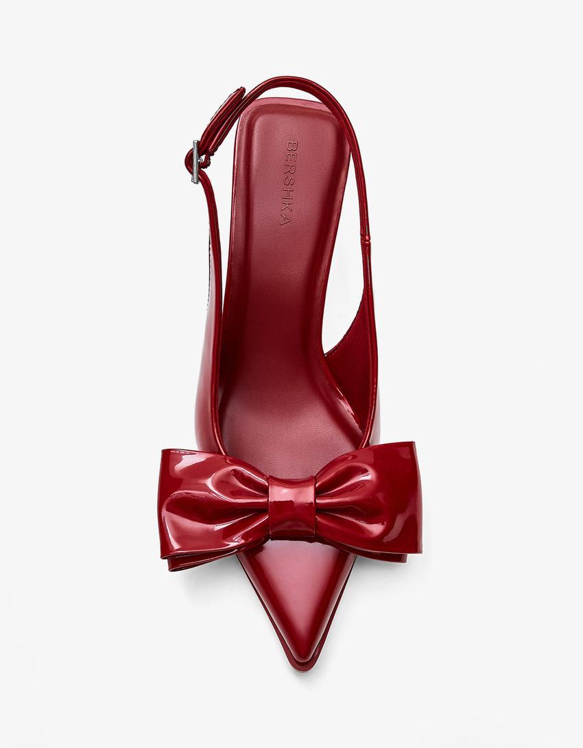 Kitten-Heels mit Schleife-Rot