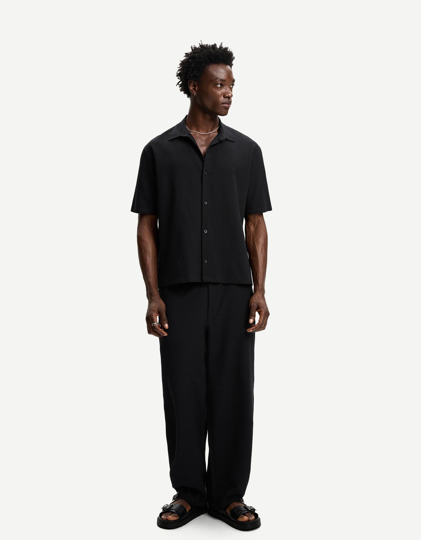 Bershka plisowane spodnie jogger baggy czarny