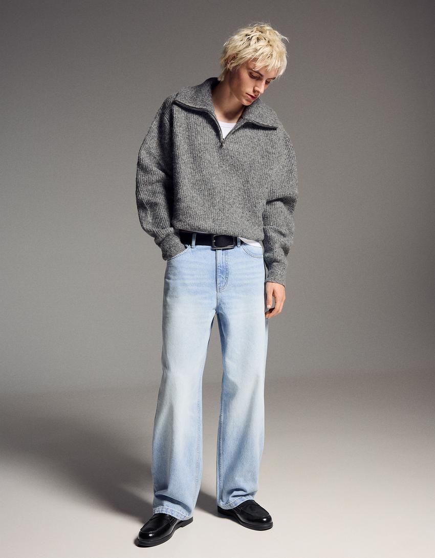 Quarter-zip jumper-Grey