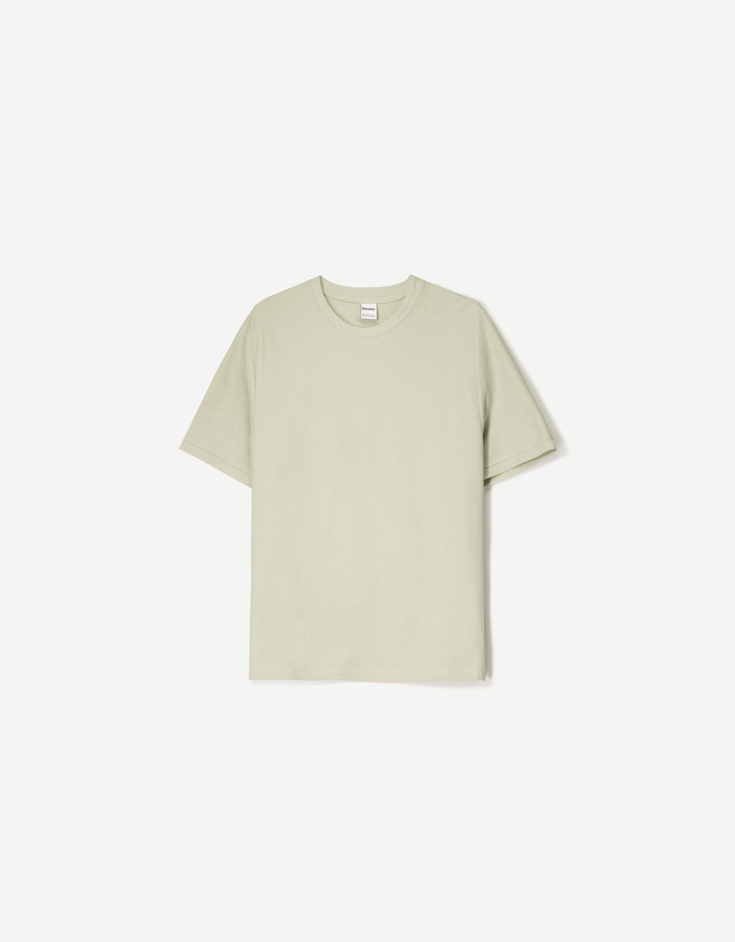 Bershka Kurzarm-T-Shirt Mit Textur Herren L Grün