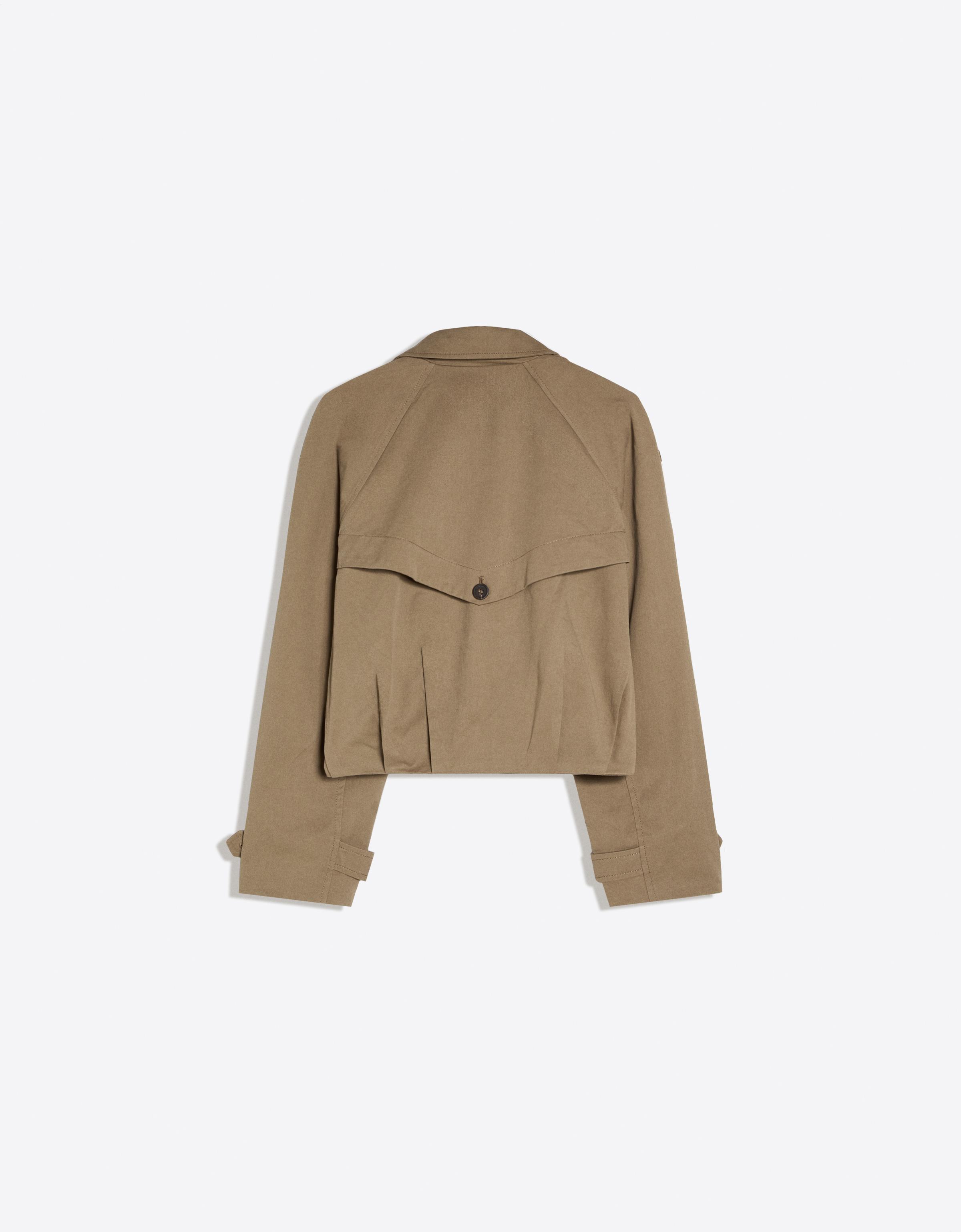 Pleated cropped trench coat — Mink