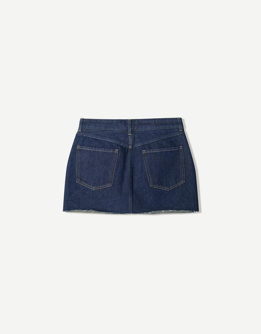 Denim mini skort-Marineblau